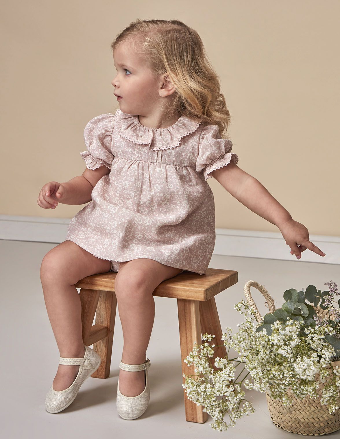 Vestido estampado rosa para nina bebe Gocco