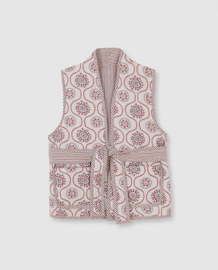 Chaleco acolchado estampado reversible blanco