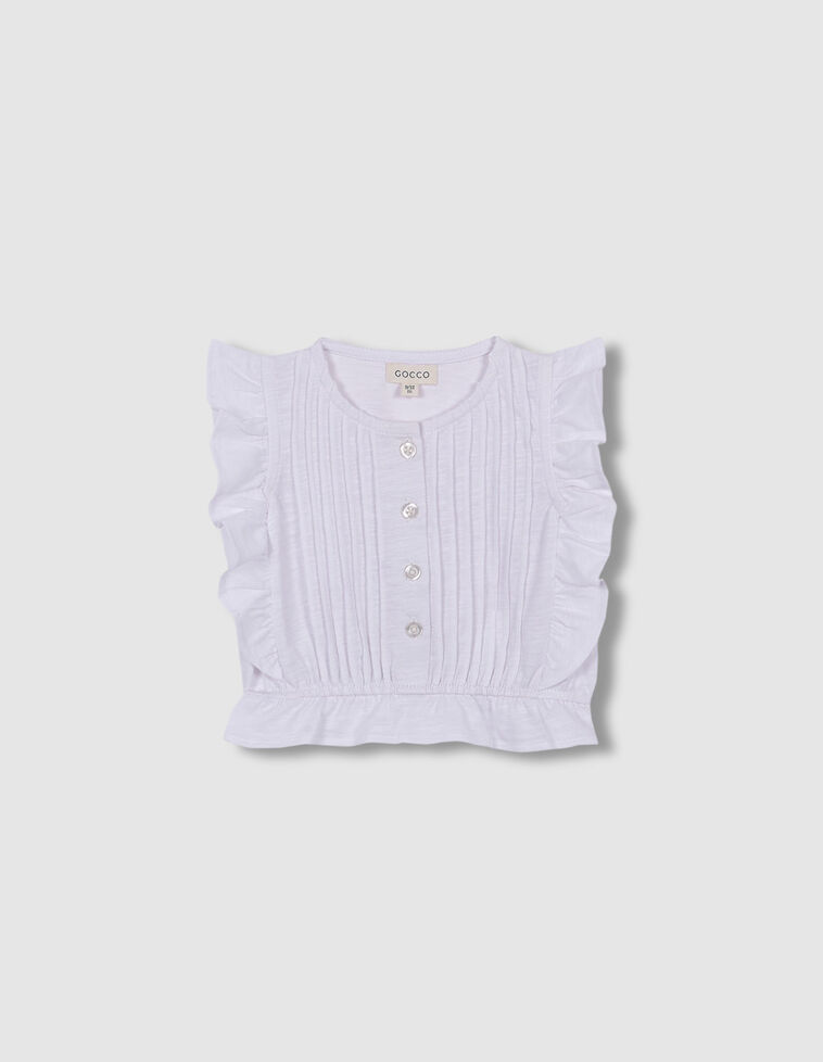 Camiseta blanca con tablitas y volante