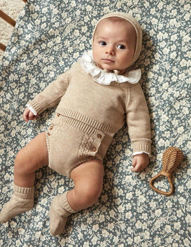 Jersey con lana y ochos marrón claro Jersey con lana y ochos marrón claro