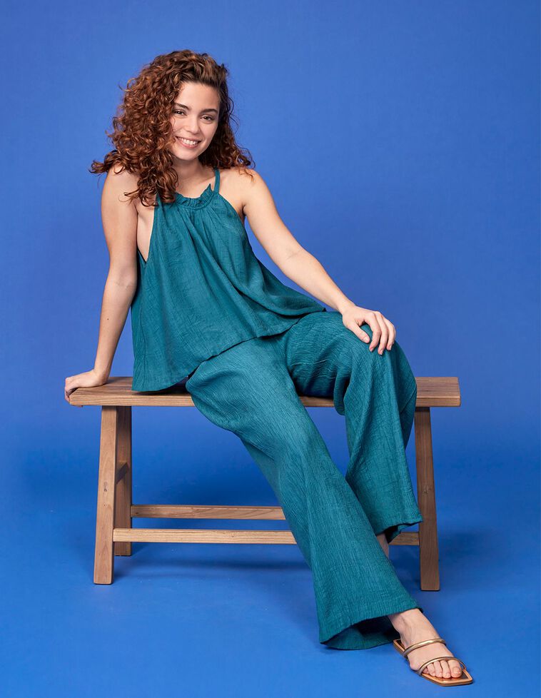 Blusa halter verde petróleo