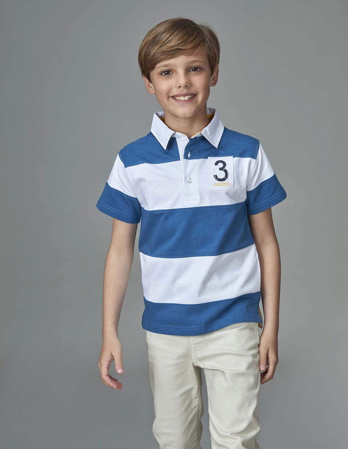 Polo parche g3 azul para nino Gocco