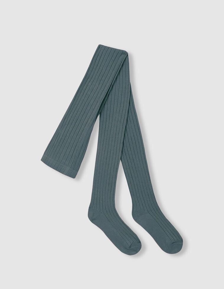 Leotardos de canalé azulado