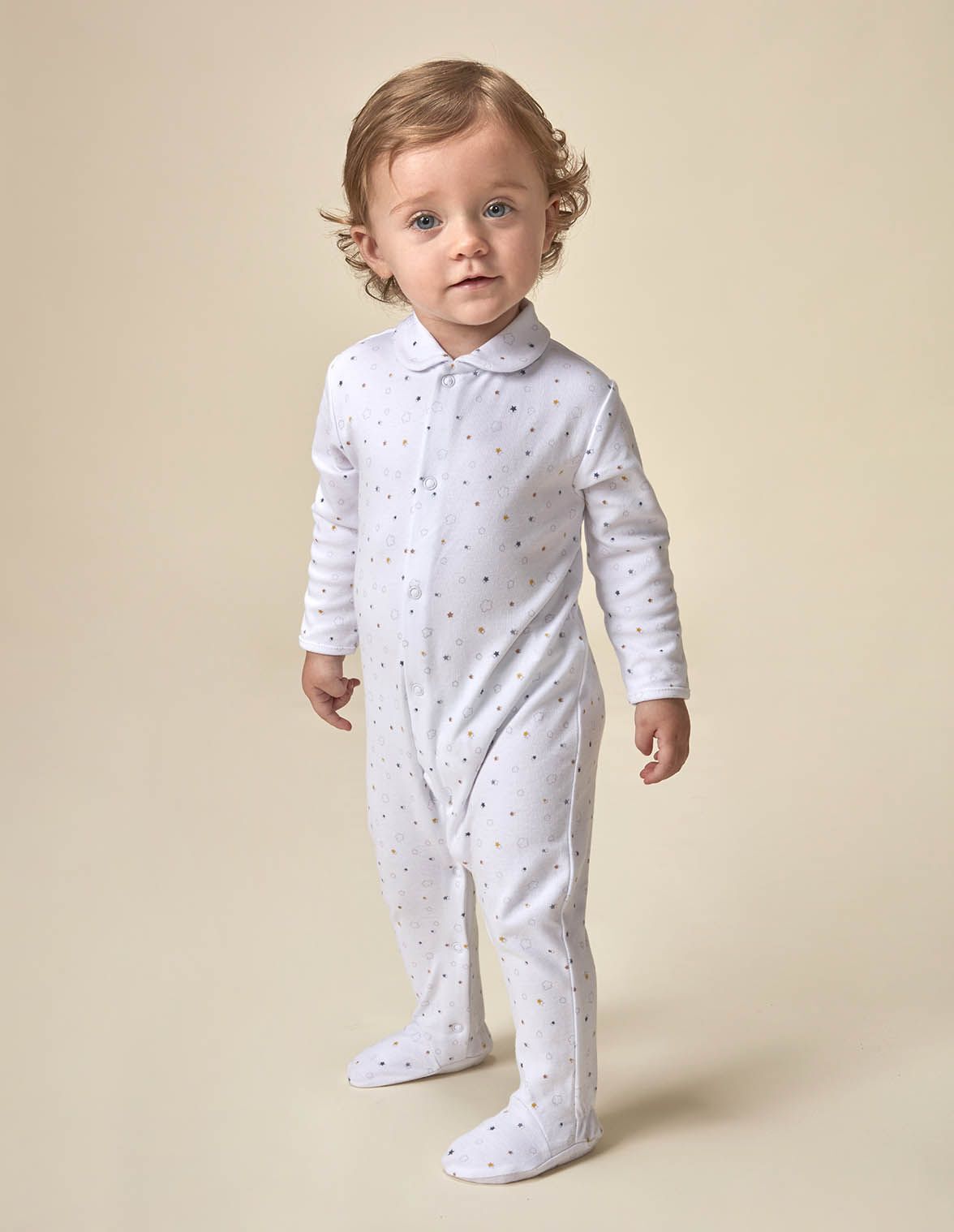 Pijama print estrellas blanco para nino bebe Gocco