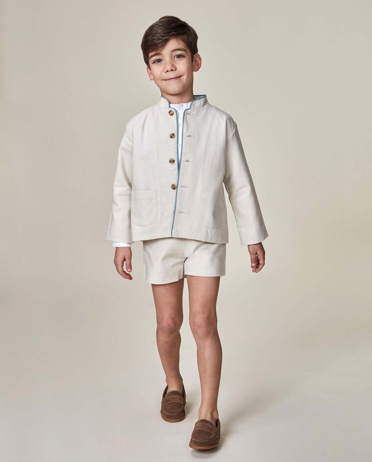 Chaqueta de lino piedra