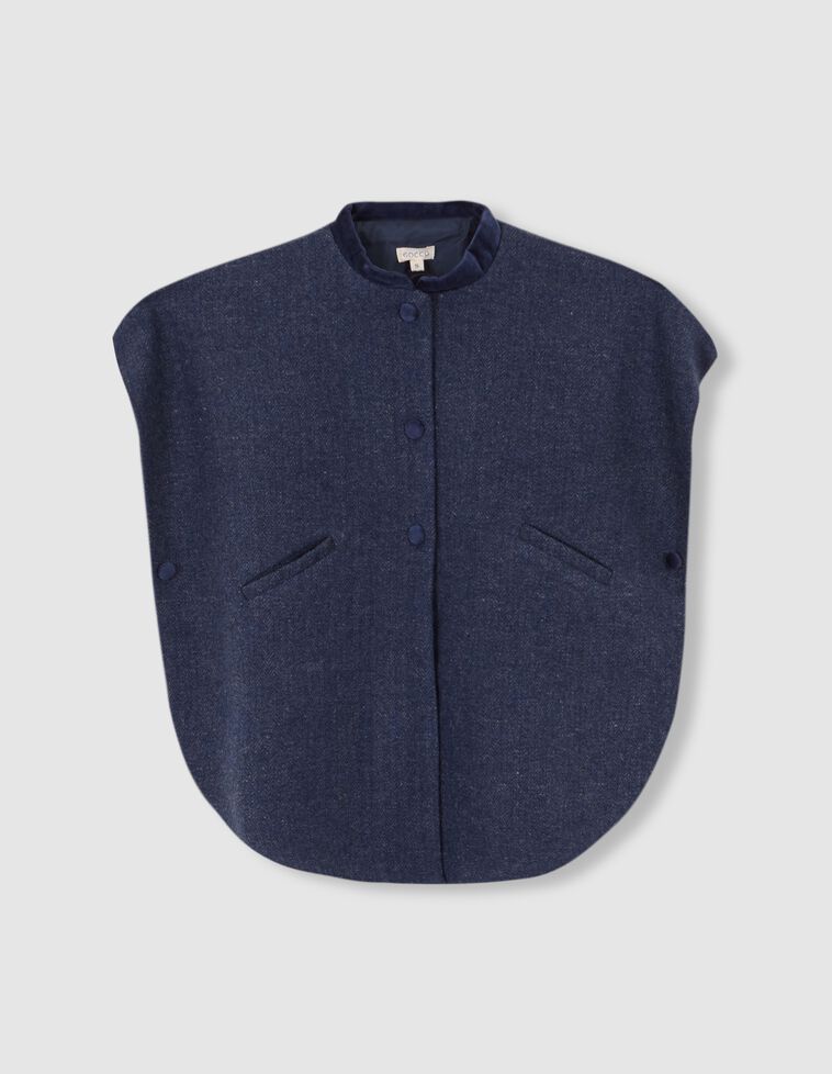 Capa de espiga con lana azul