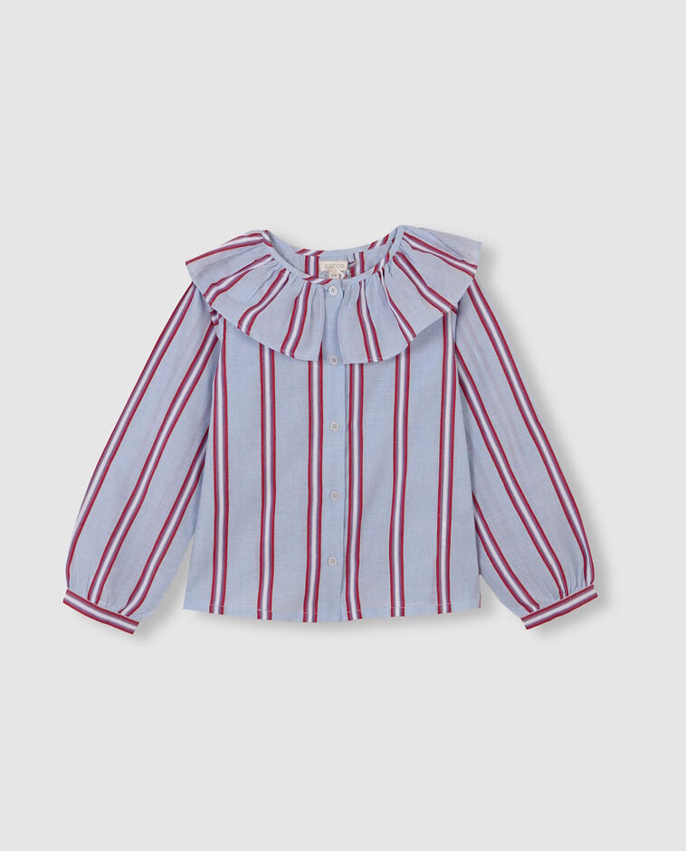 Camisa de rayas con cuello grande rosa ni&ntilde;a