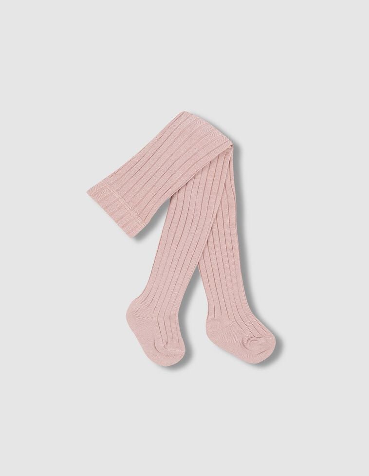 Leotardos de canalé rosa pastel