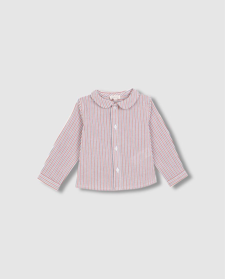 Camisa de manga larga con tejidos a contraste blanco