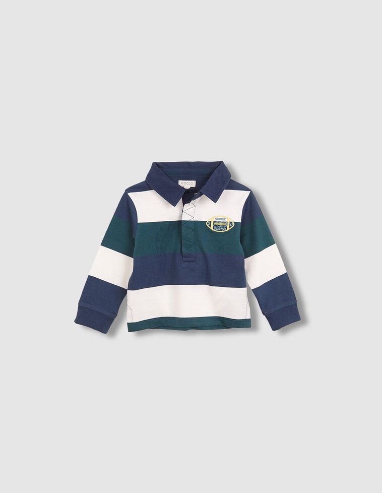 Polo de rayas tricolor azul