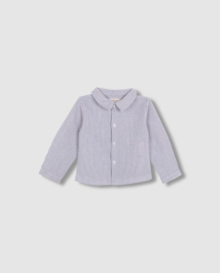 Camisa lino de rayas azul