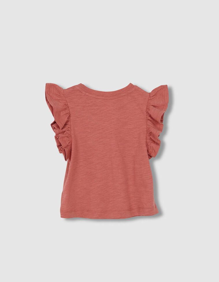 Camiseta con vuelo en las mangas coral