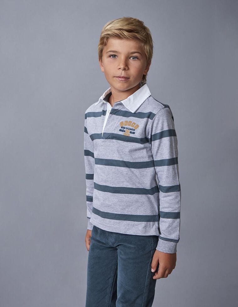 Polo de rayas con parches gris Polo de rayas con parches gris
