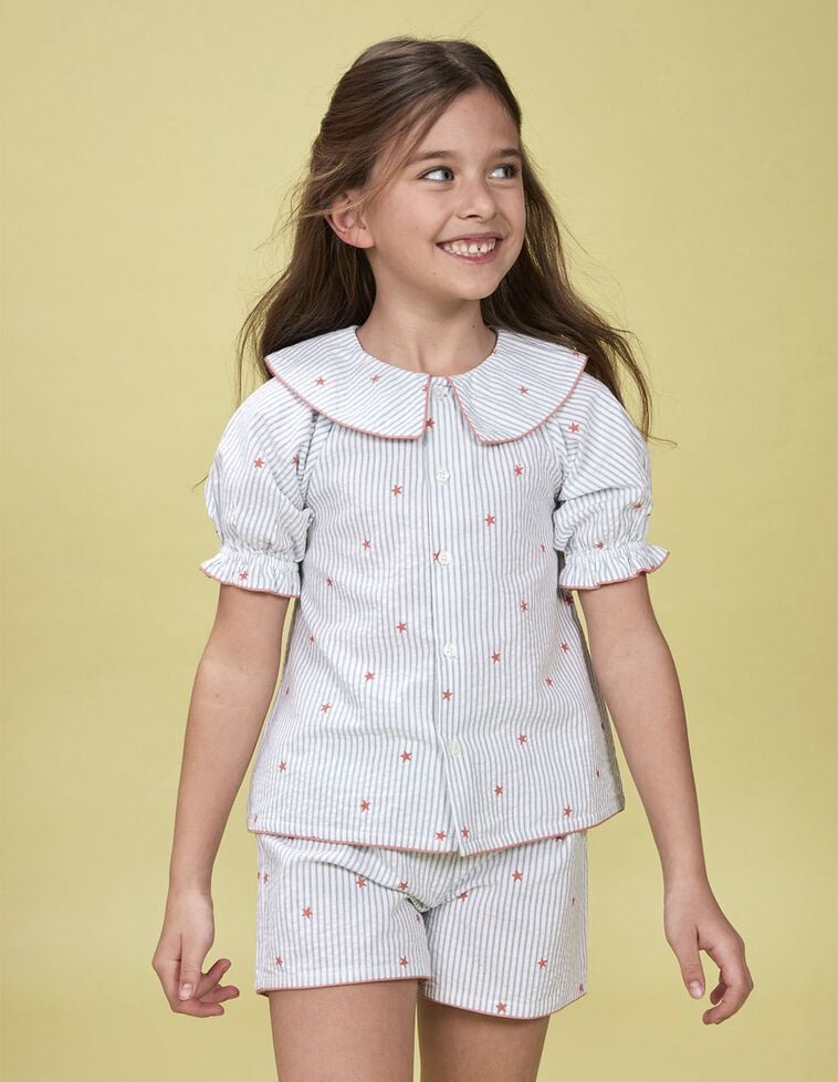 Pijama rayas con estrellas blanco