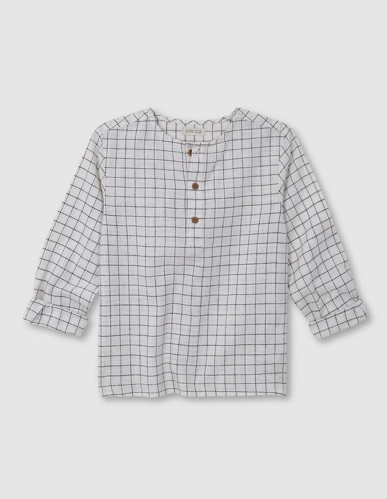 Camisa cuadro rustico blanco roto