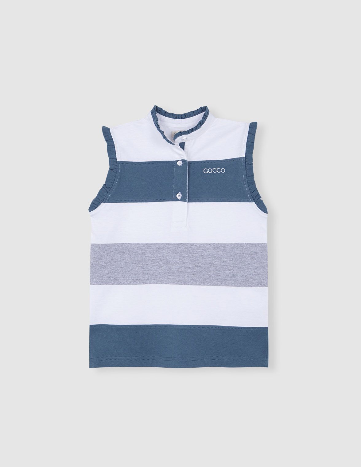 Polo sin mangas verde blanco gris de nina Gocco