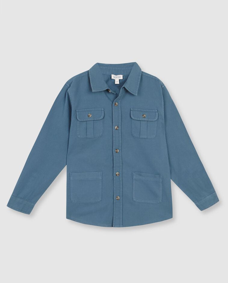 Camisa de cuadro bolsillos azul