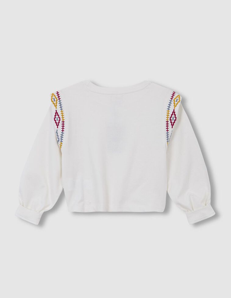 Sudadera bordados blanco roto