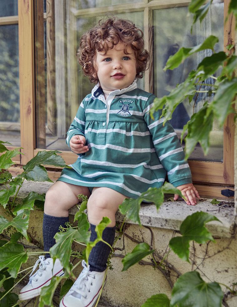 Vestido Polo Rayas Verde Viejo