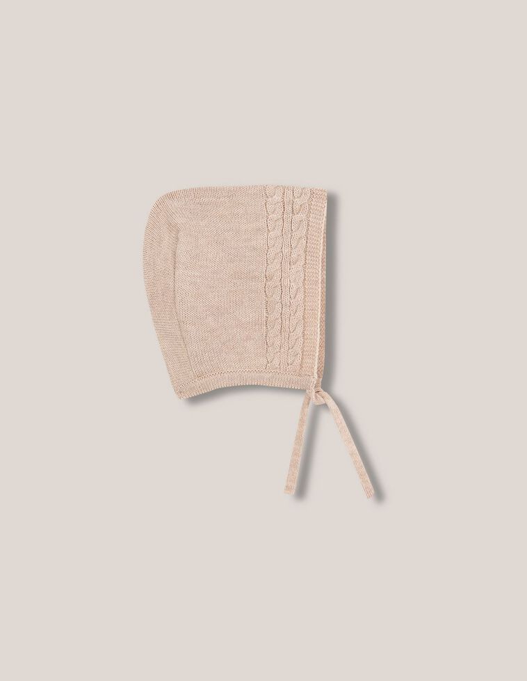 Capota de punto con lana y ochos marrón claro