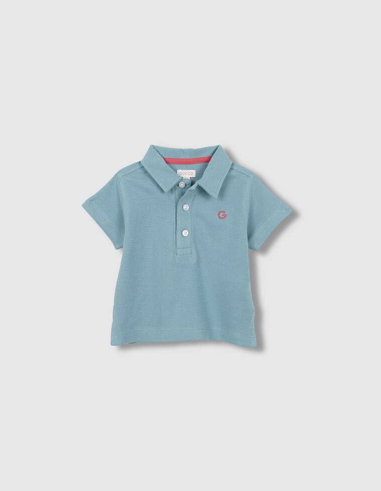 Polo piqué con contrastes verde