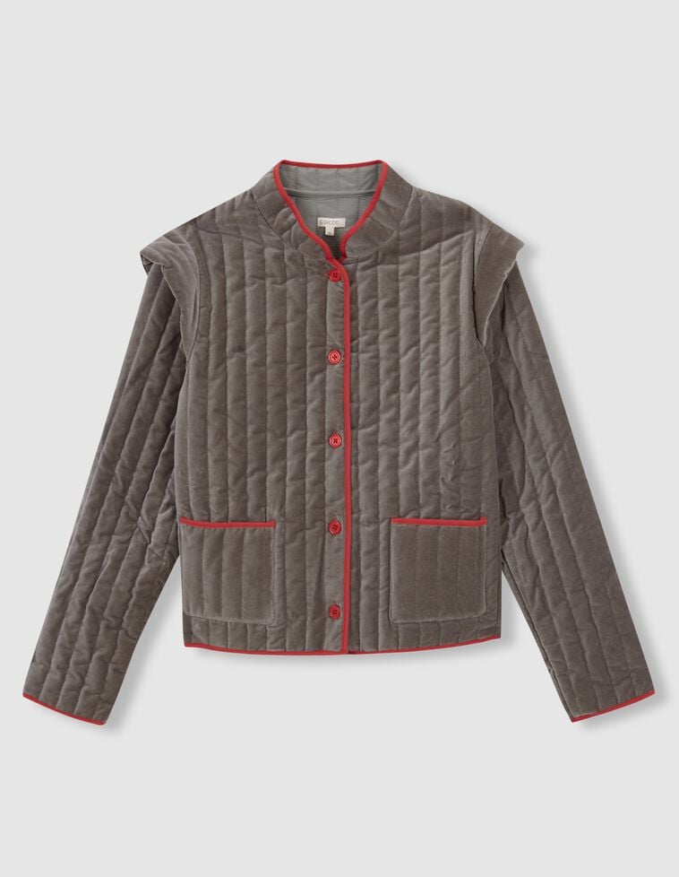 Chaqueta de terciopelo con contraste para madre verde