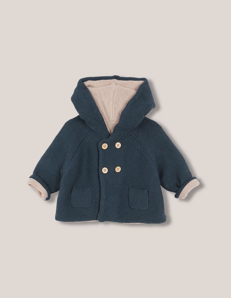 Abrigo de punto bobo reversible verde