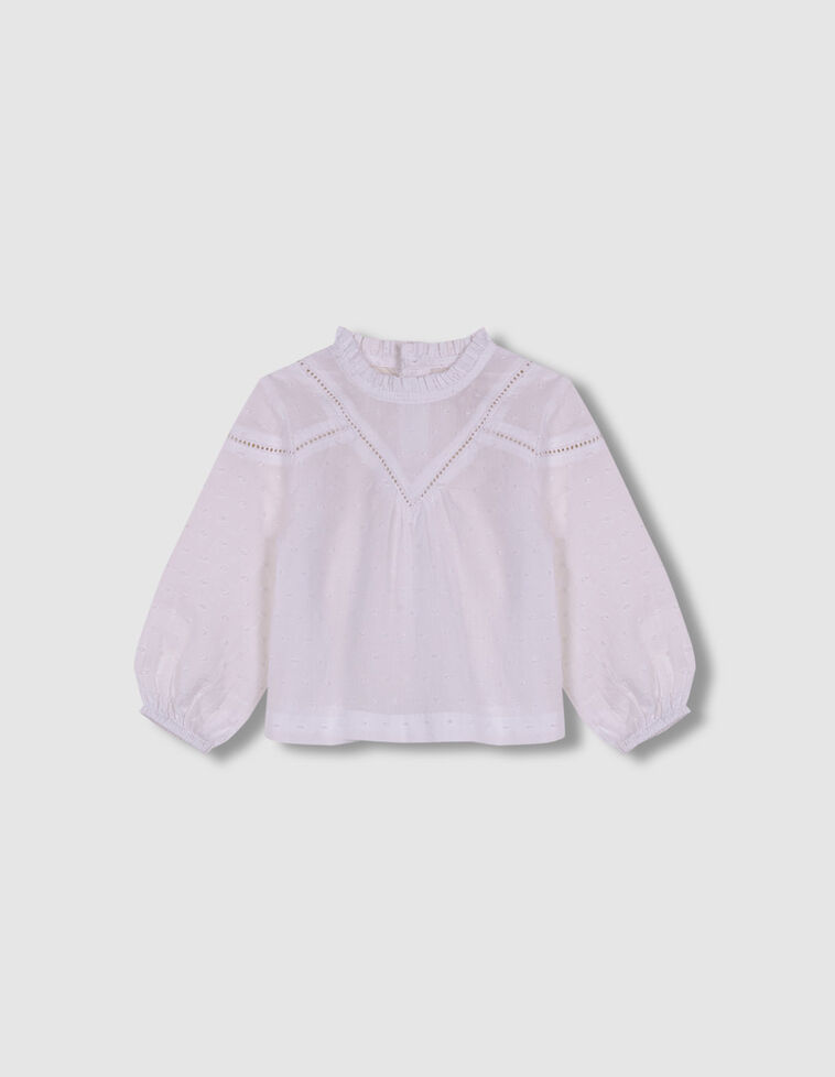 Blusa Plumeti Con Tira Bordada Blanco Optico