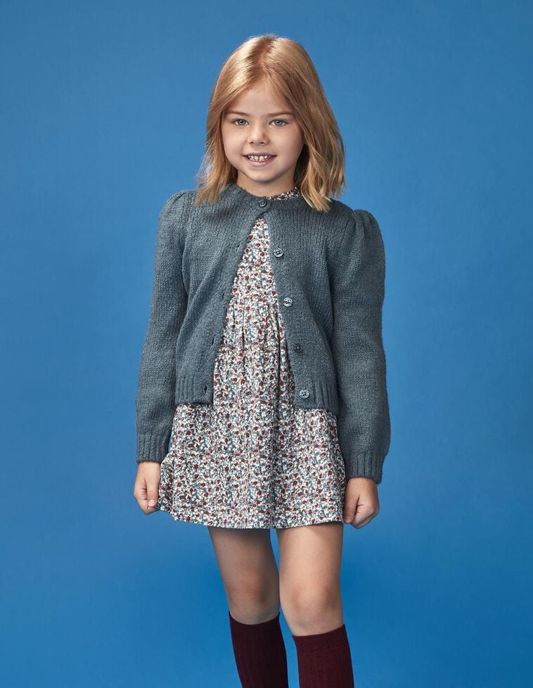 Chaqueta abullonada verde con lana