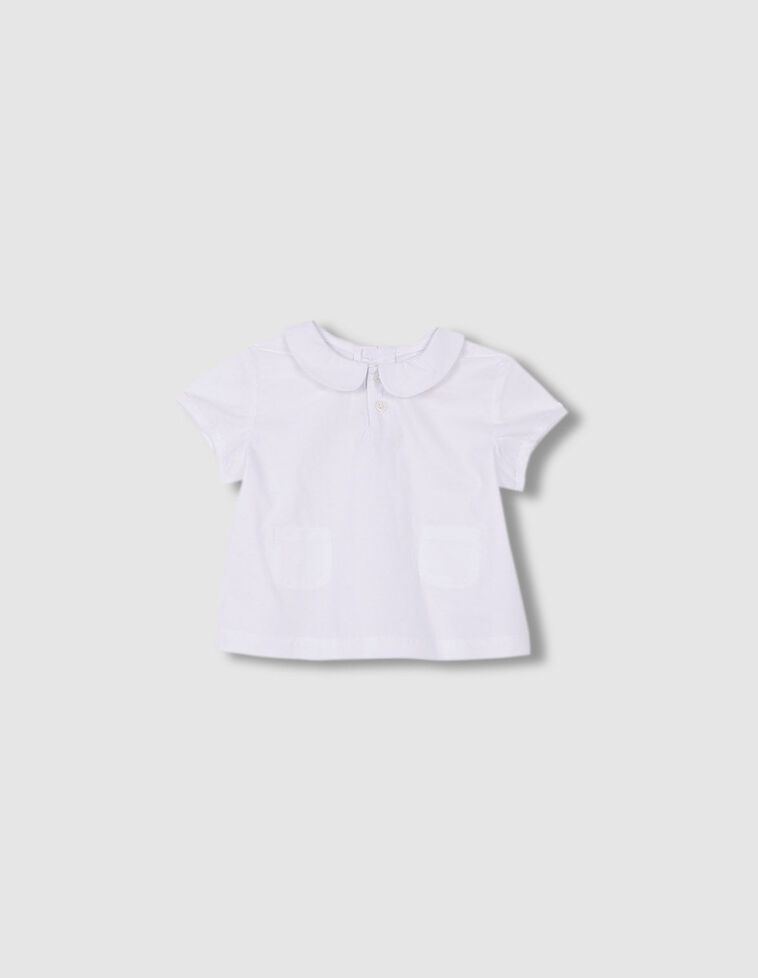 Blusa manga corta con bolsillos blanca 