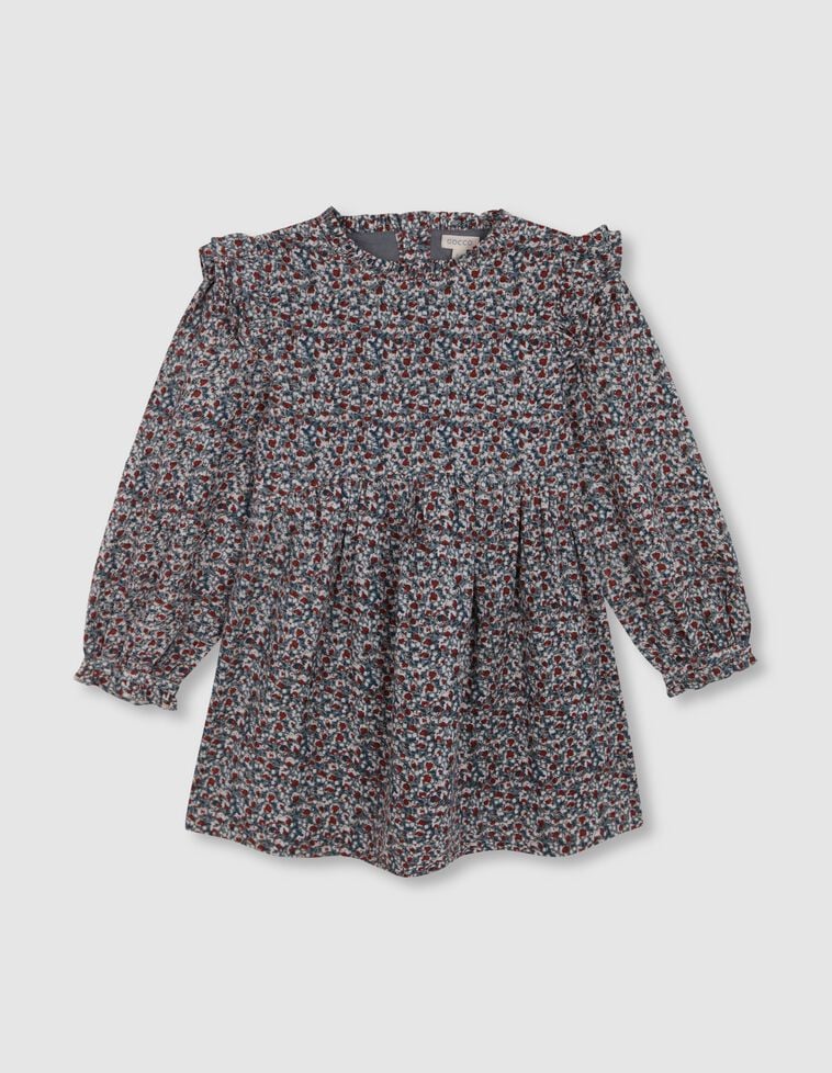 Vestido estampado de flores con volantes azul claro