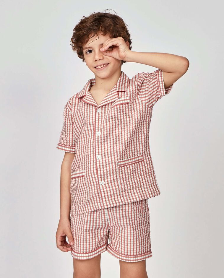 Pijama de cuadros blanco