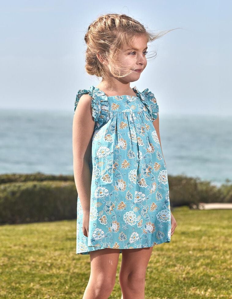 Vestido estampado flores azul claro