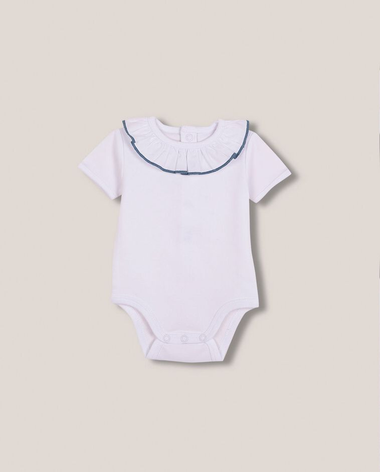 Body con cuello de popelin hilo a contraste blanco