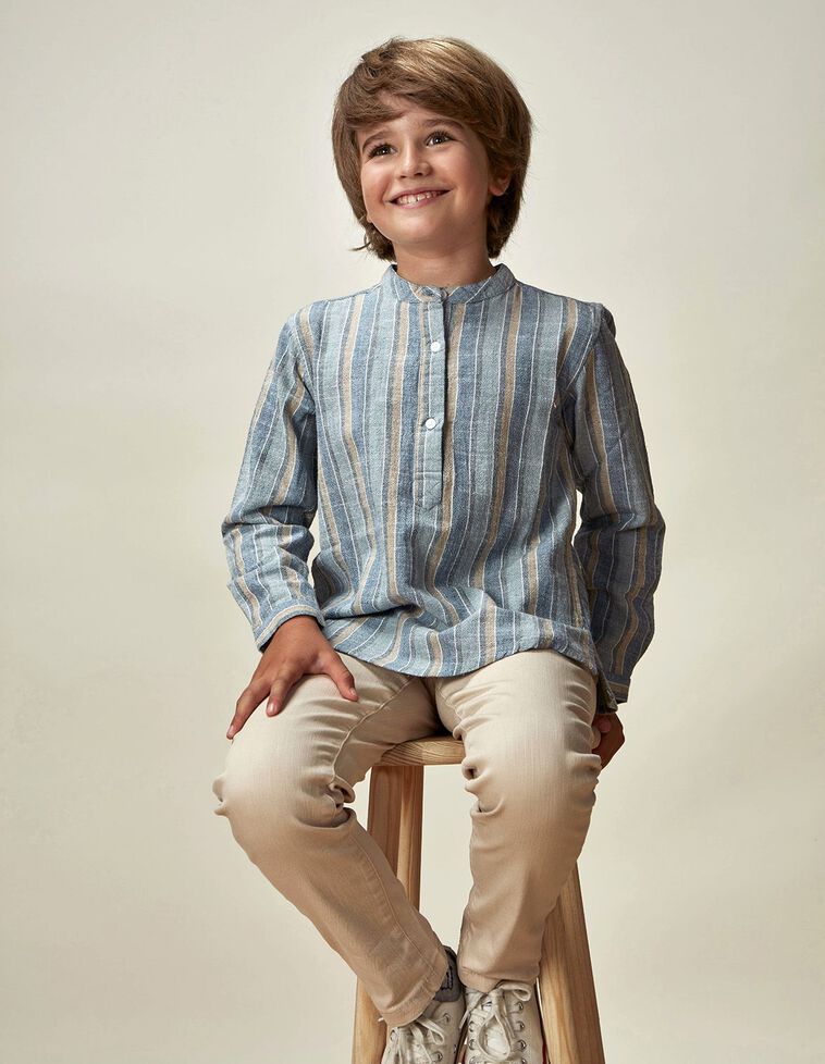 Camisa Panadera Rayas  Camel