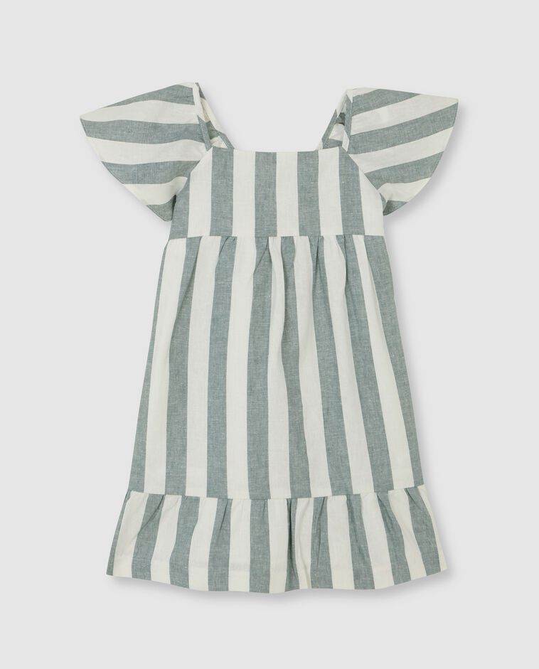 Vestido lino rayas verde