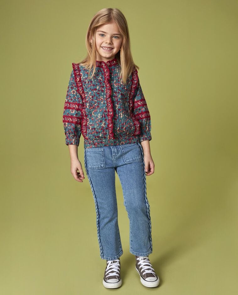 Camisa de flores azul