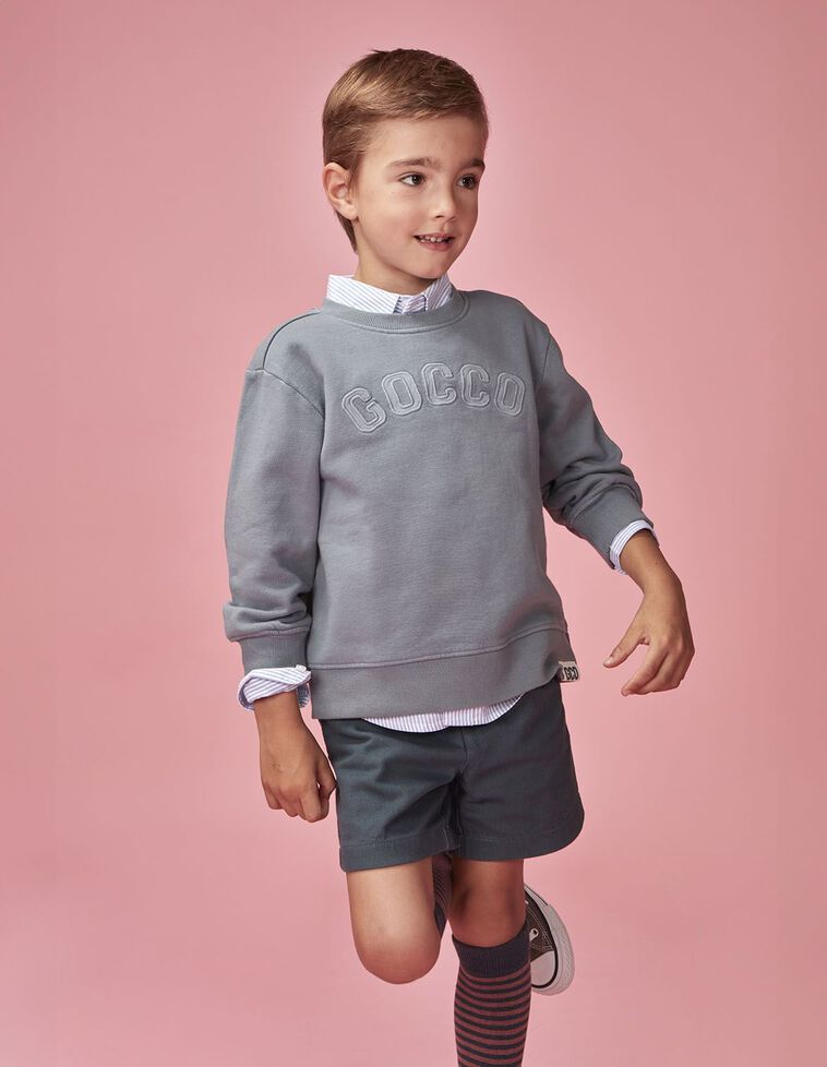 Sudadera con parche bordado azul claro Sudadera con parche bordado azul claro