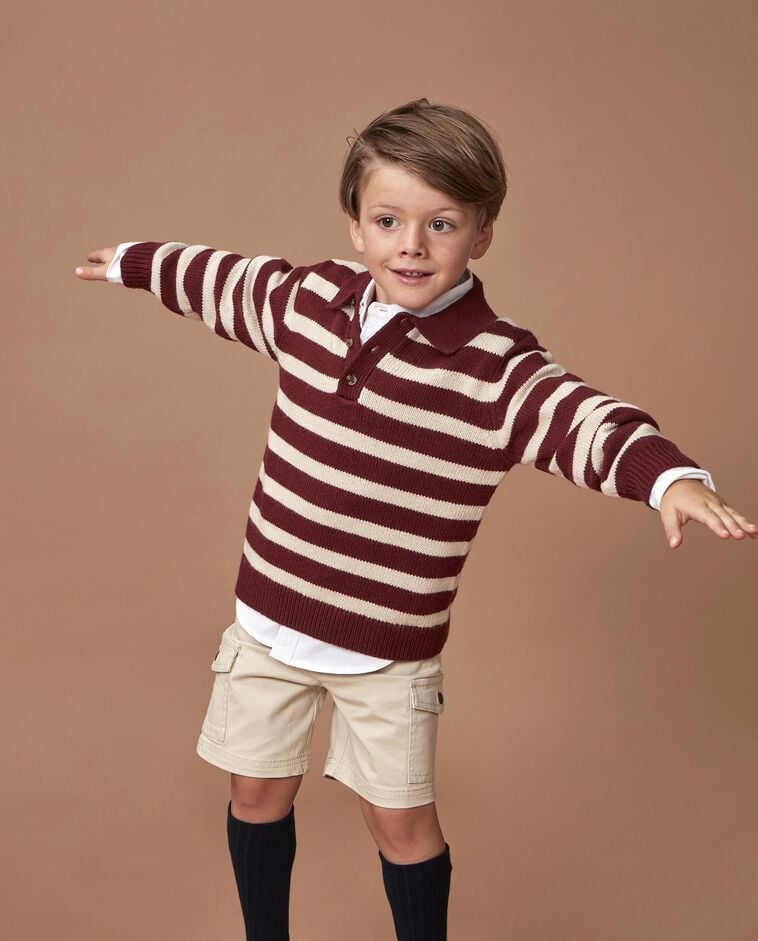 Jersey polo de rayas rojo ni&ntilde;o