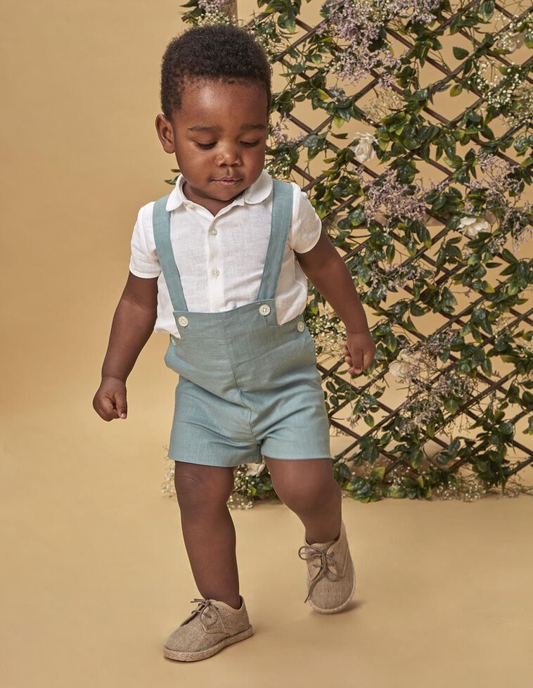 Camisa lino cuello bebe blanco