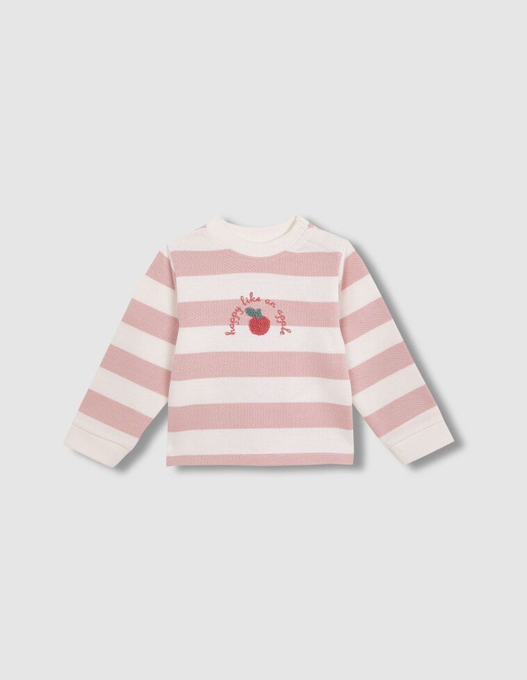 Sudadera de rayas con bordado blanco