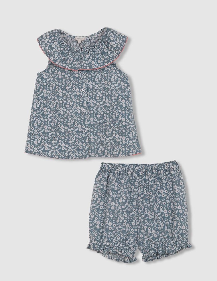 Pijama flores verde