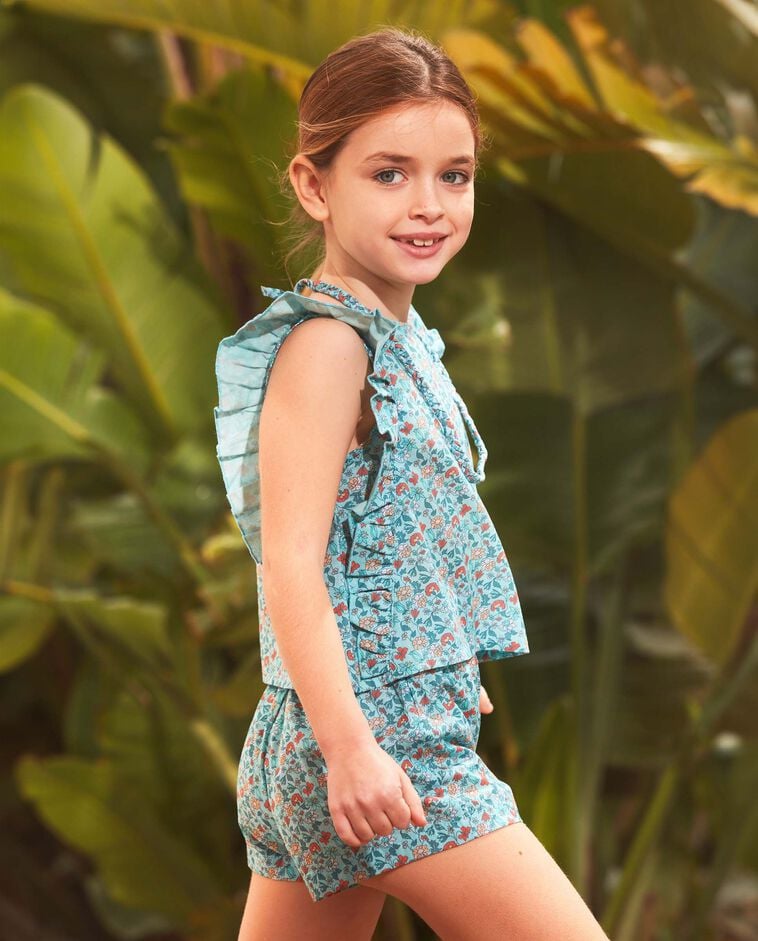 Blusa de flores azul claro