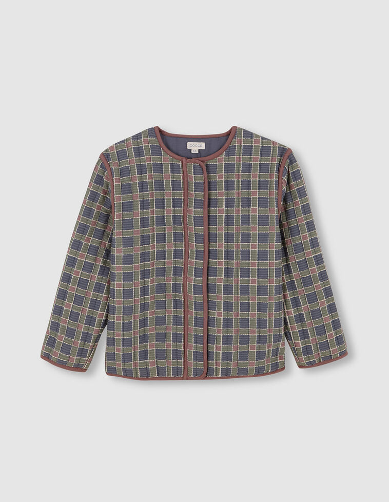 Chaqueta acolchada de cuadros azul claro