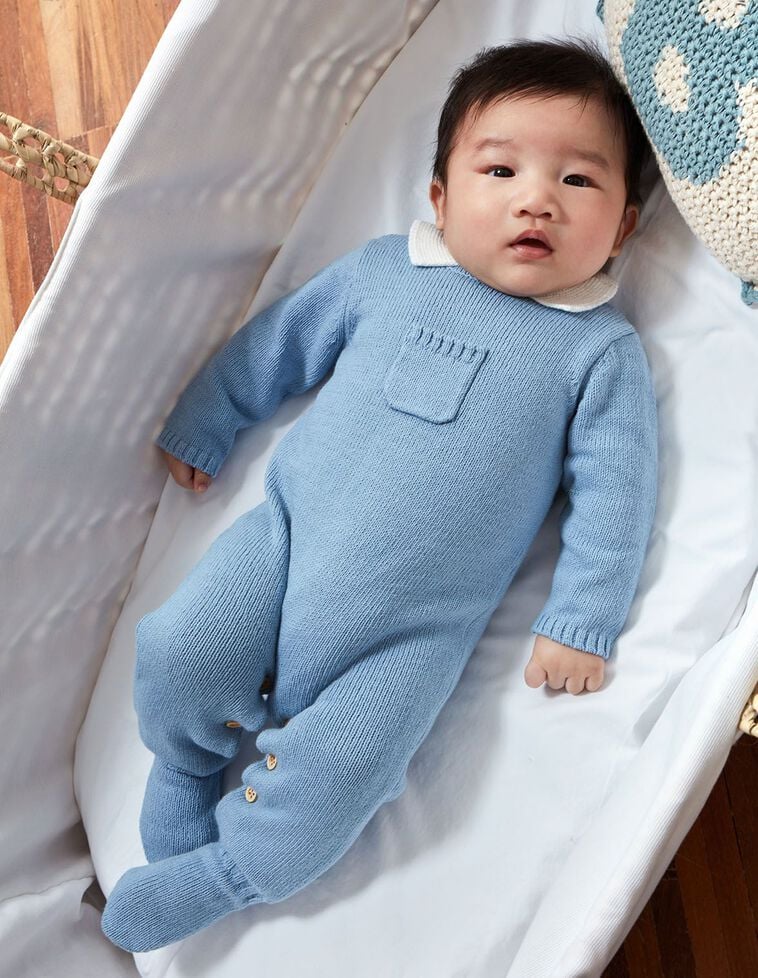 Ropa Infantil Española Pelele Bebé Unisex Gocco Azul Con Cuello