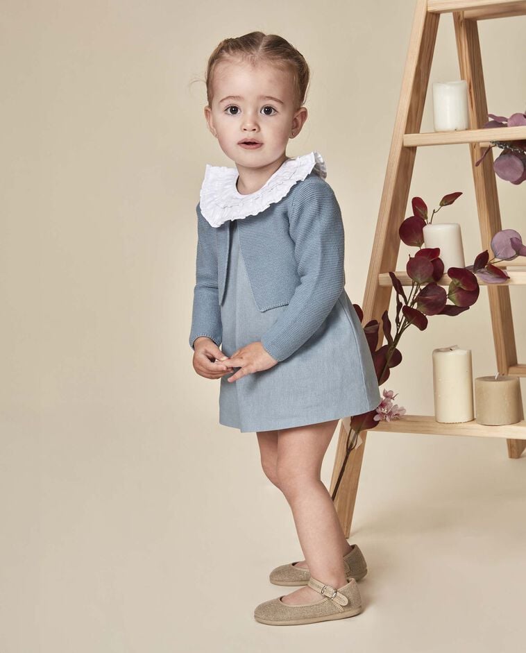 Chaqueta corta punto bobo azul