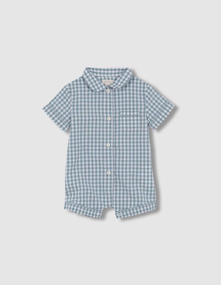 Pijama corto vichy turquesa