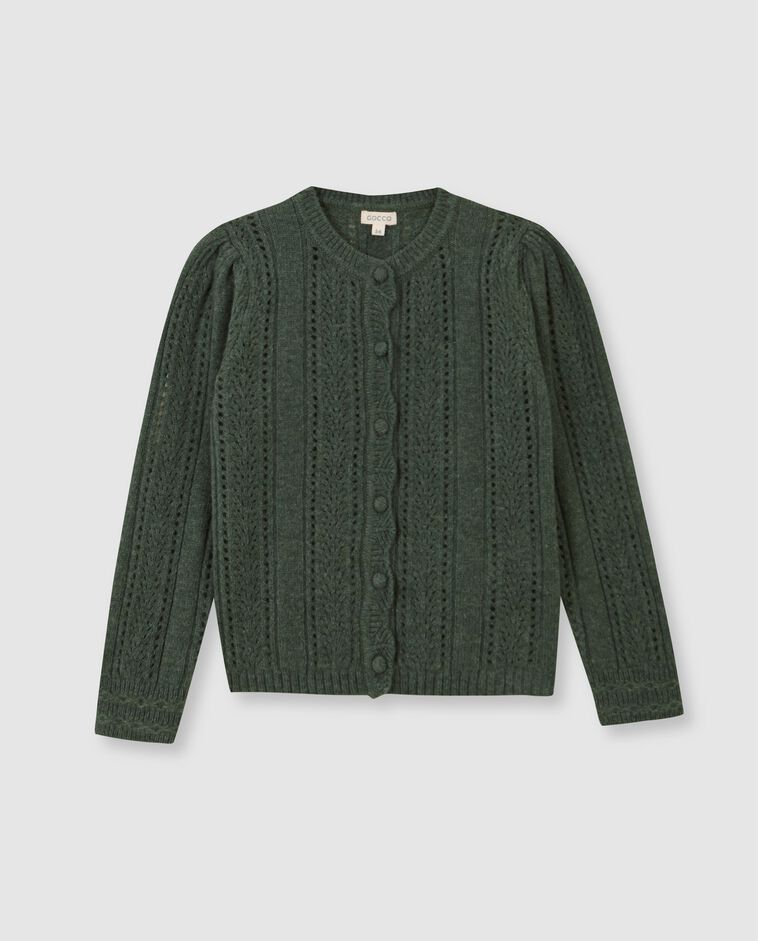 Chaqueta con calados verde ni&ntilde;a