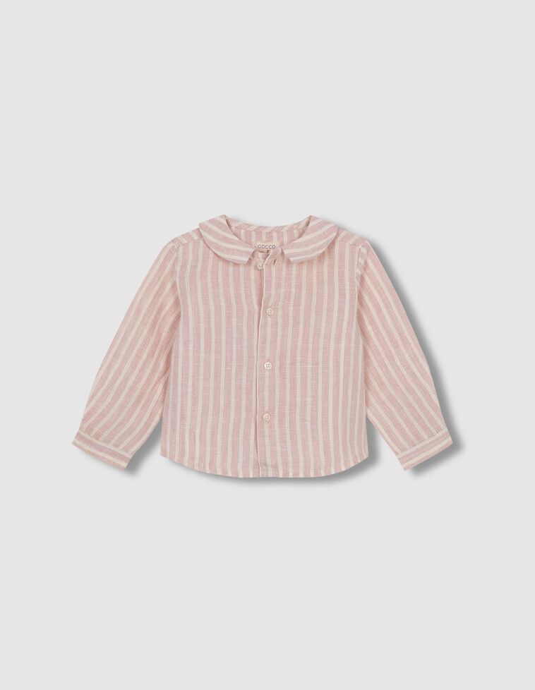 Camisa cuello bebé rayas rosa