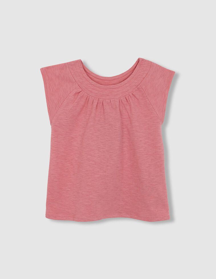 Camiseta con pespuntes rosa